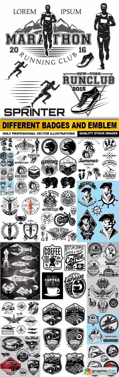 Different Badges And Emblem