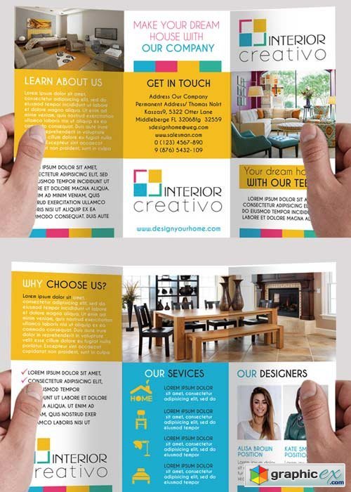 Interior V1 Premium Tri-Fold PSD Brochure Template