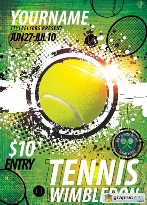Tennis Wimbledon V5 PSD Flyer Template