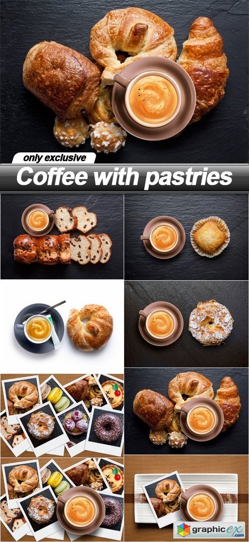 Coffee with pastries - 8 UHQ JPEG