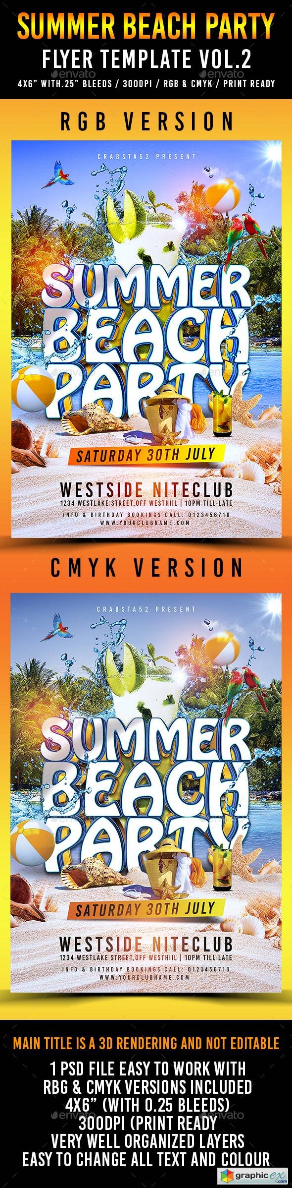 Summer Beach Party Flyer Template Vol.2