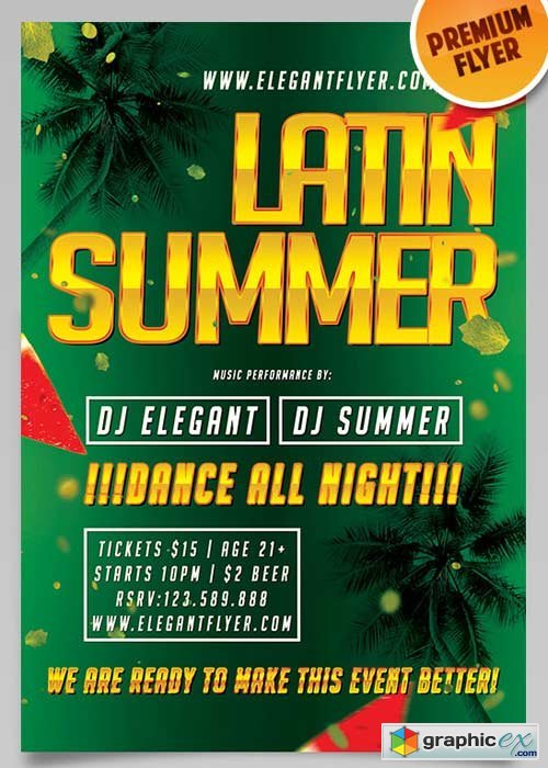 Latin Summer V1 Flyer PSD Template + Facebook Cover