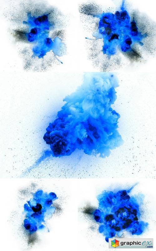 Blue Explosion Isolated on White Background
