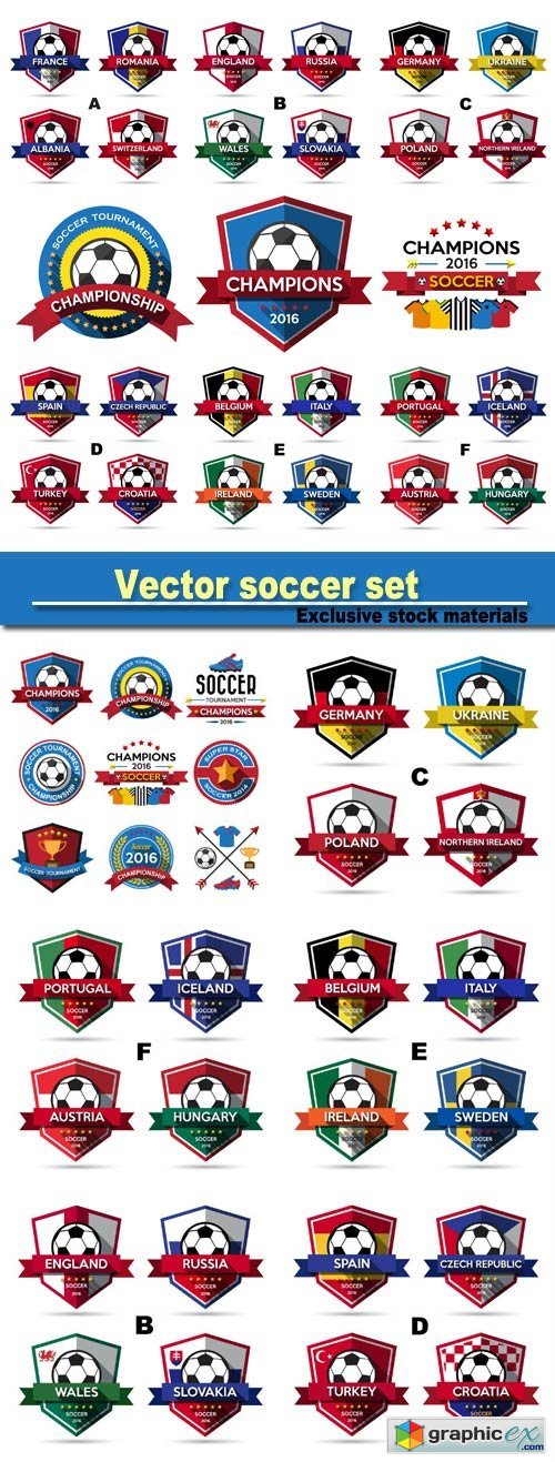 Soccer set, labels, logos