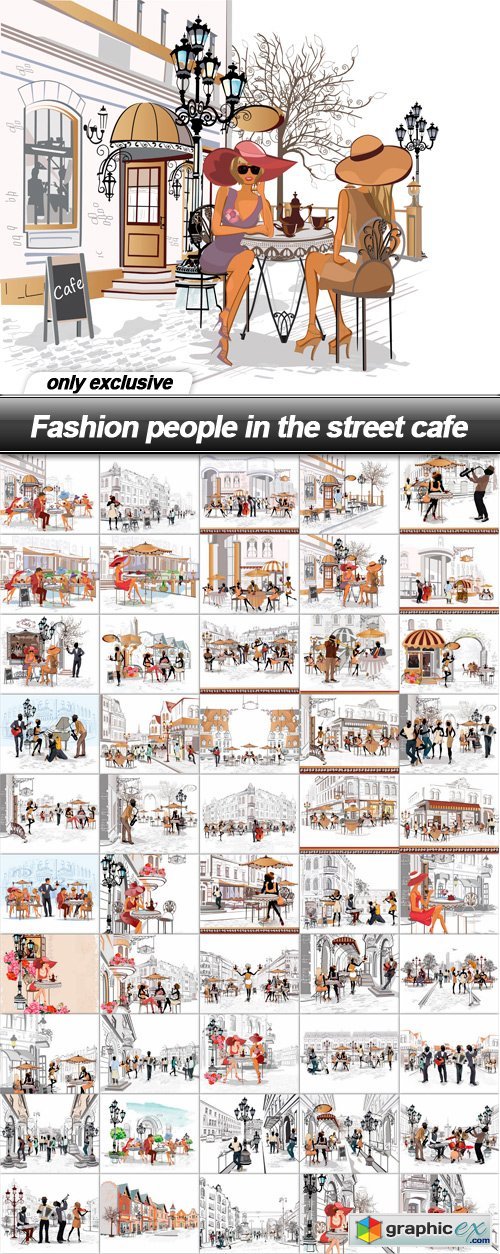 Fashion people in the street cafe - 50 EPS