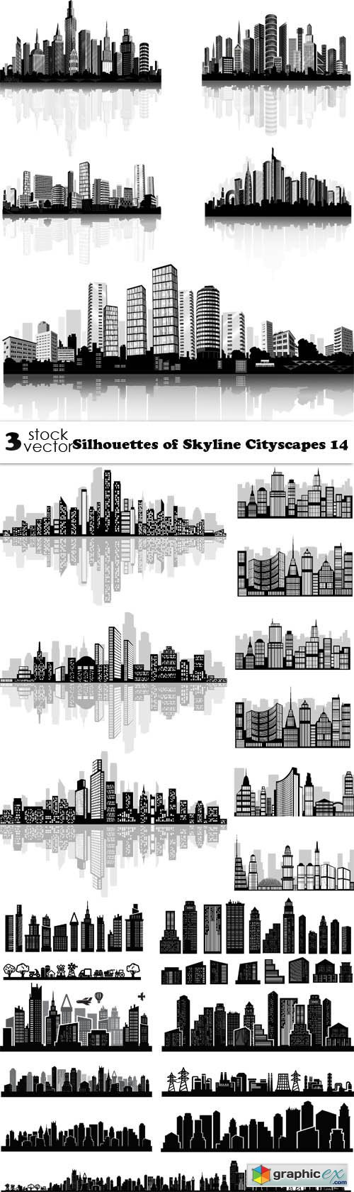Silhouettes of Skyline Cityscapes 14