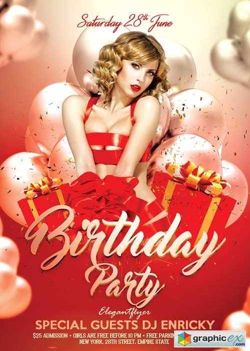 Birthday Party V02 Flyer PSD Template + Facebook Cover