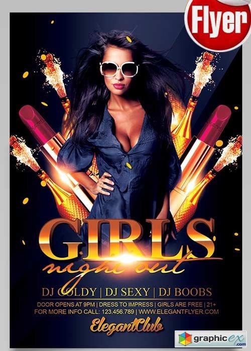 Girls Night Out V2 Flyer PSD Template + Facebook Cover