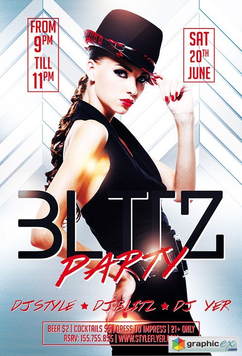 Blitz party PSD Flyer Template + Facebook Cover