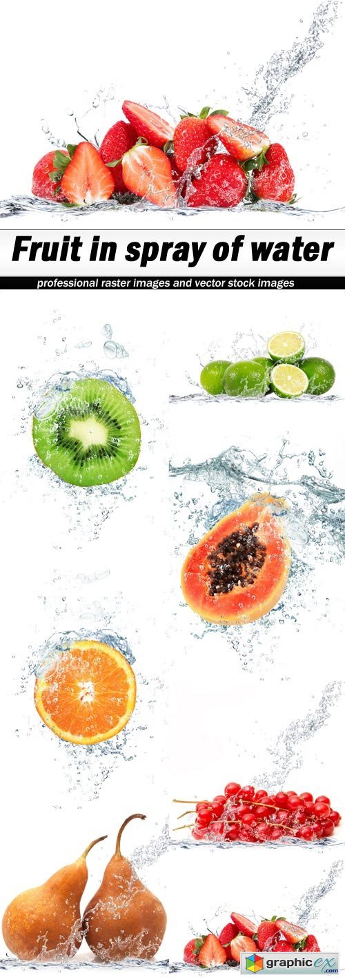Fruit in spray of water-7xUHQ JPEG