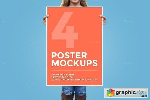 4 Poster Mockup Bundle