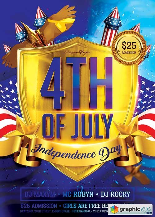 4th of July V3 Flyer PSD Template + Facebook Cover
