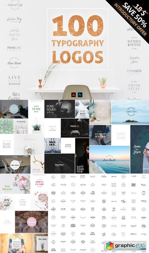 100 Typography Logos � Collection