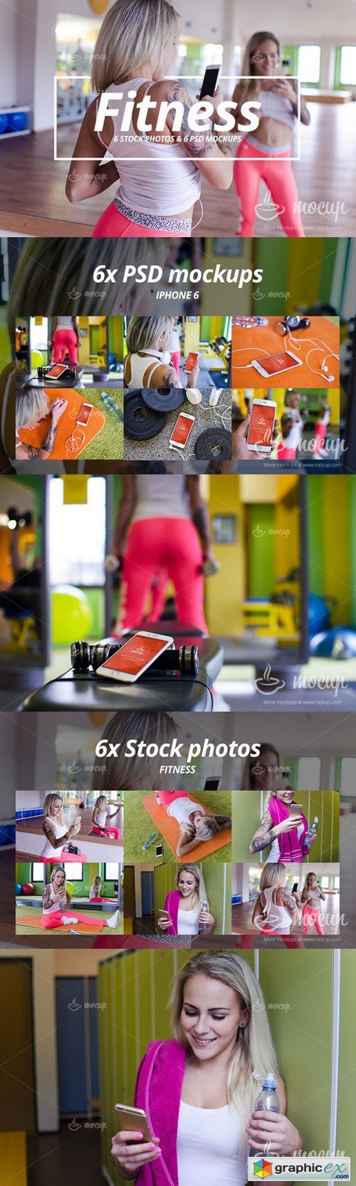 6 Mockups & 6 Photos iPhone Fitness