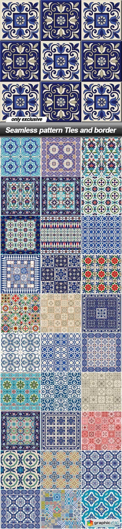 Seamless pattern Tles and border - 30 EPS