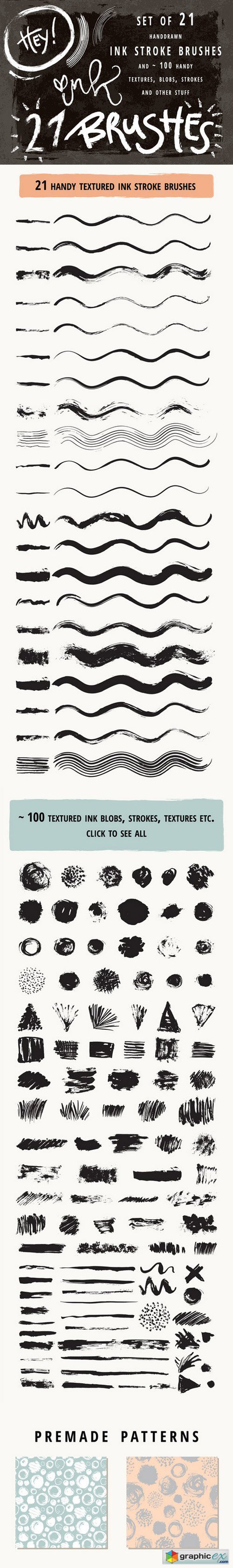 120 Set of 21 ink brushes for AI