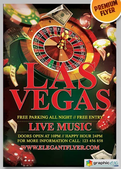 Las Vegas V3 Flyer PSD Template + Facebook Cover