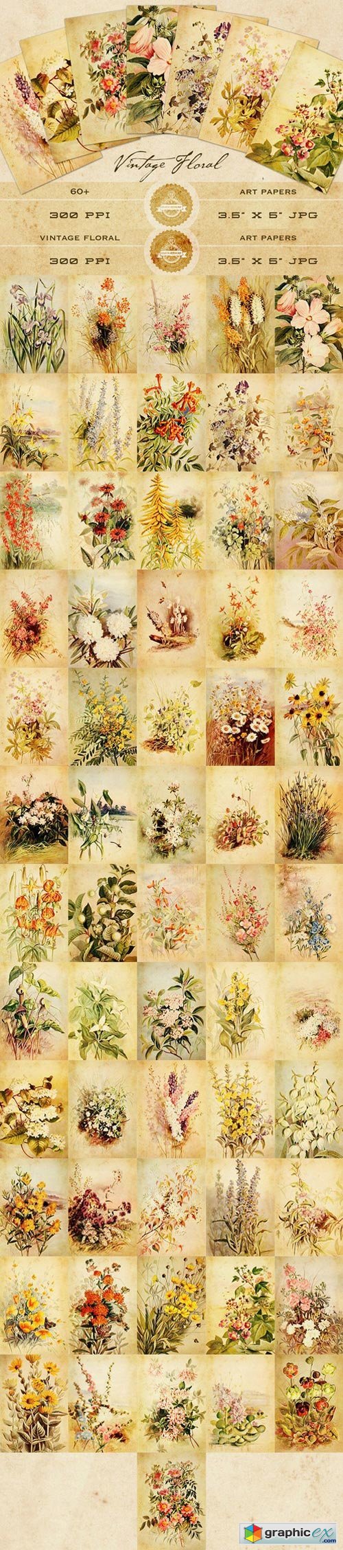 Vintage Floral Art Papers