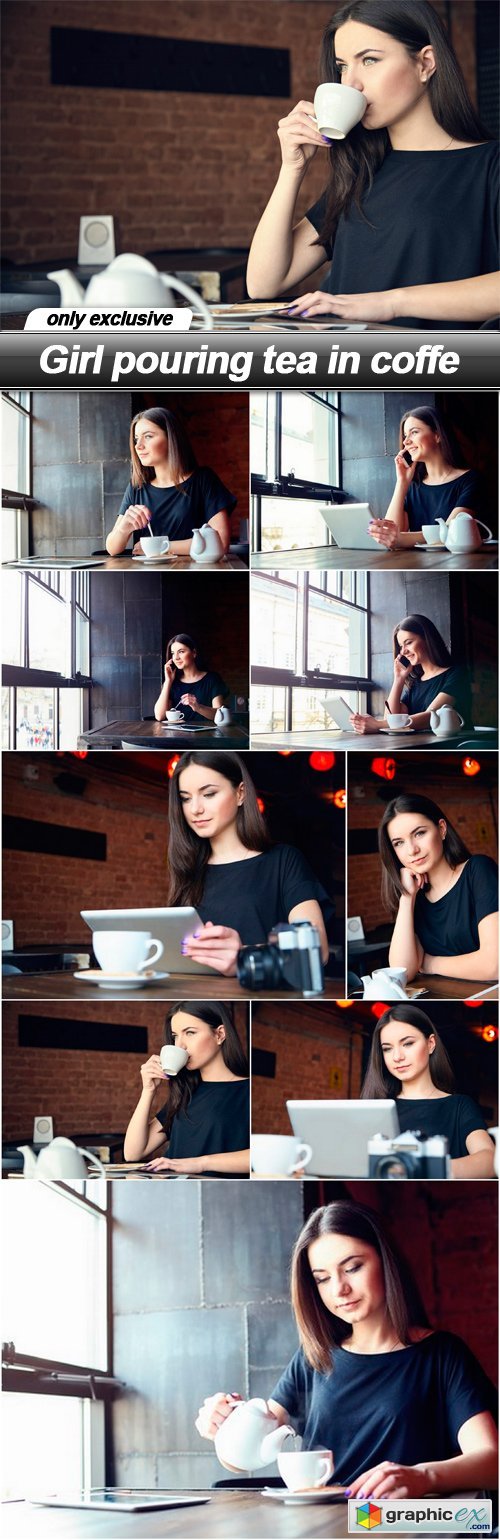 Girl pouring tea in coffe - 9 UHQ JPEG