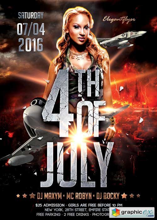 4th of July 2016 V7 Flyer PSD Template + Facebook Cover