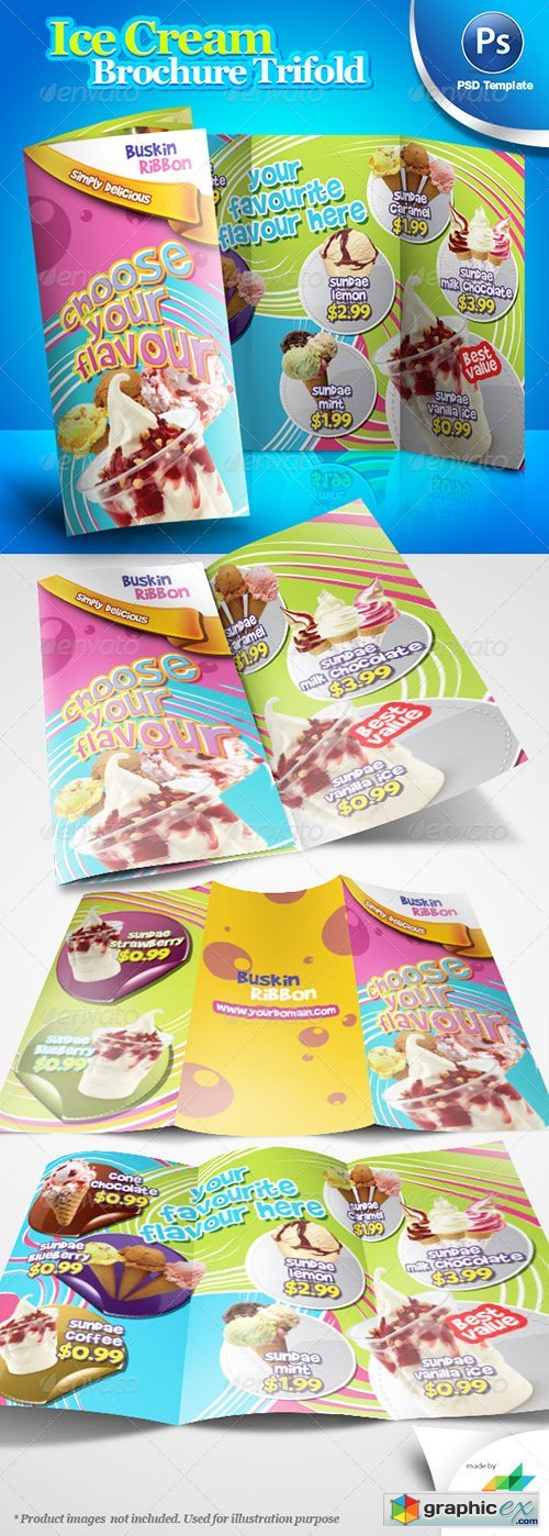 Ice Cream Brochure Trifold PSD Template