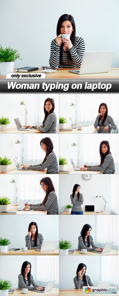 Woman typing on laptop - 11 UHQ JPEG