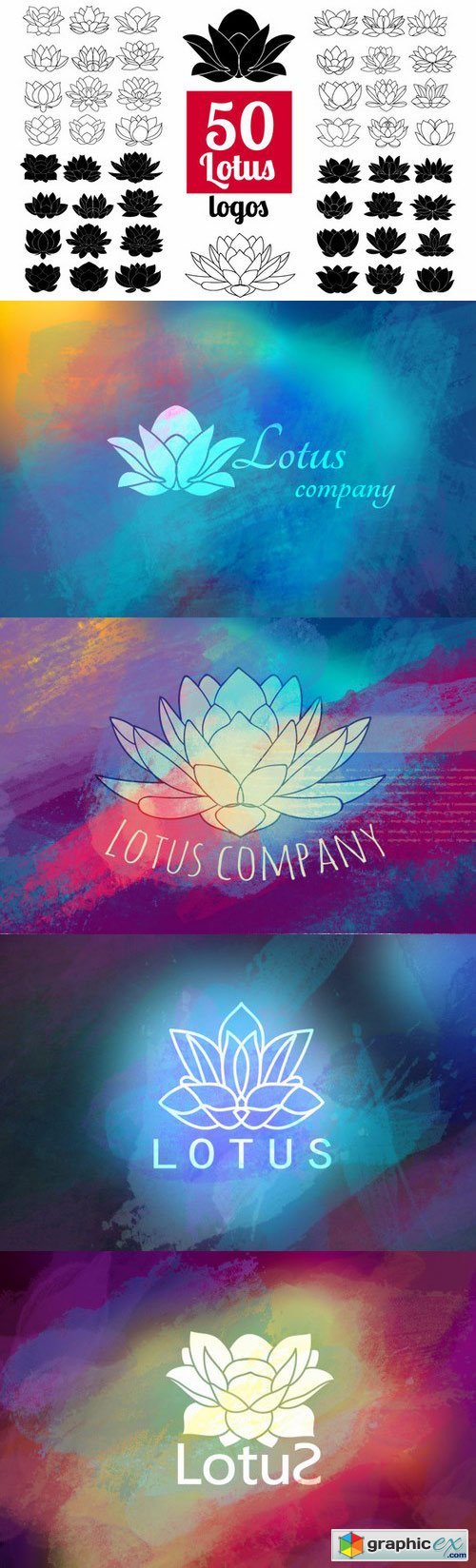 50 Lotus Flowers Logo Bundle