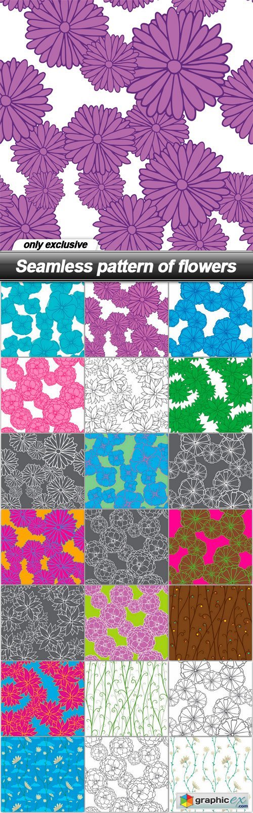 Seamless pattern of flowers - 21 EPS