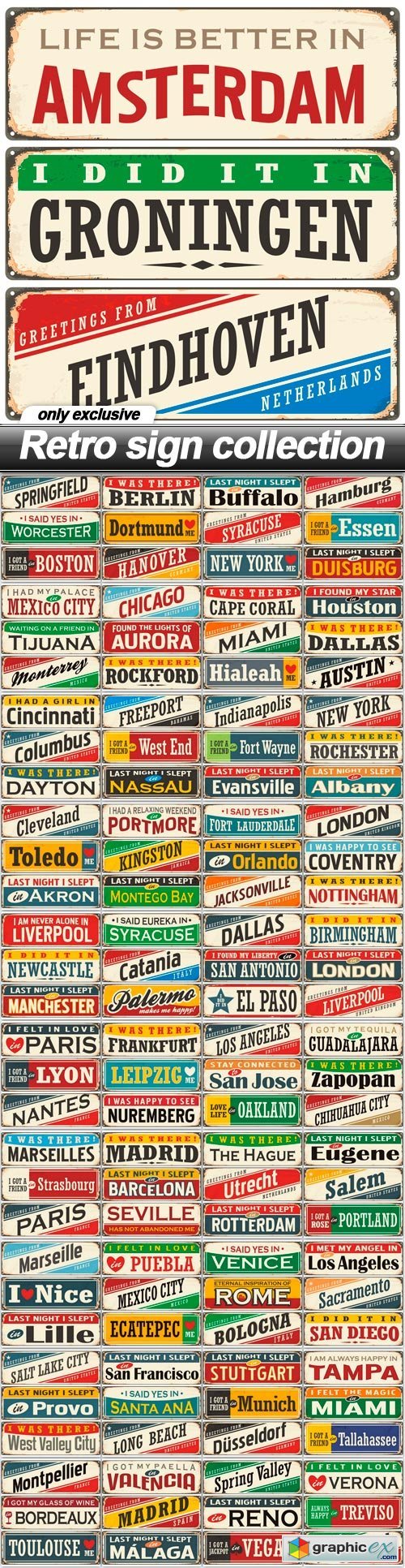 Retro sign collection - 41 EPS