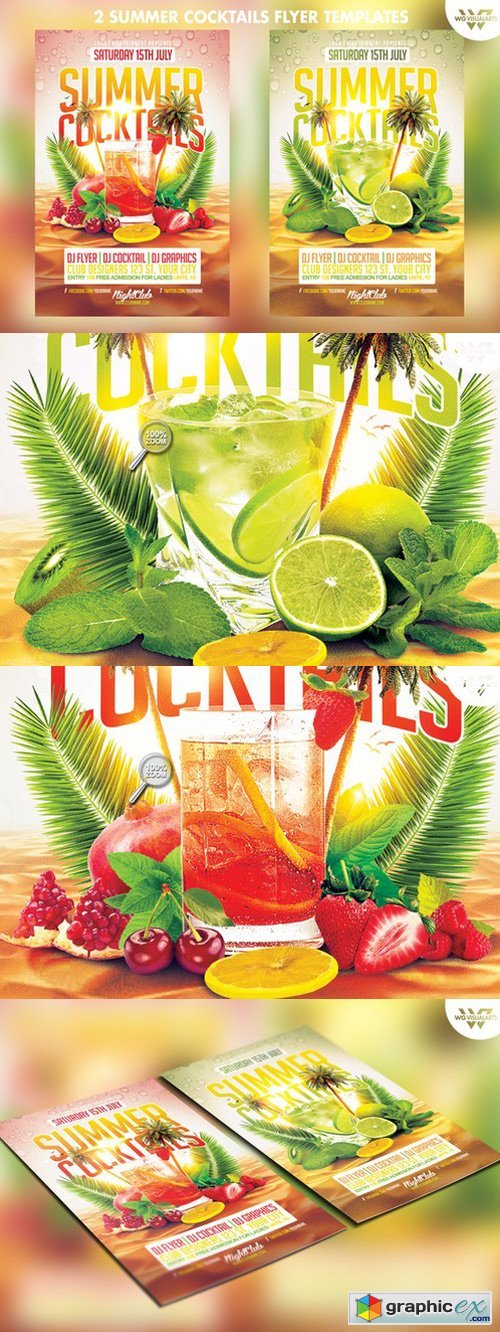 2in1 Summer Cocktail Flyer Template