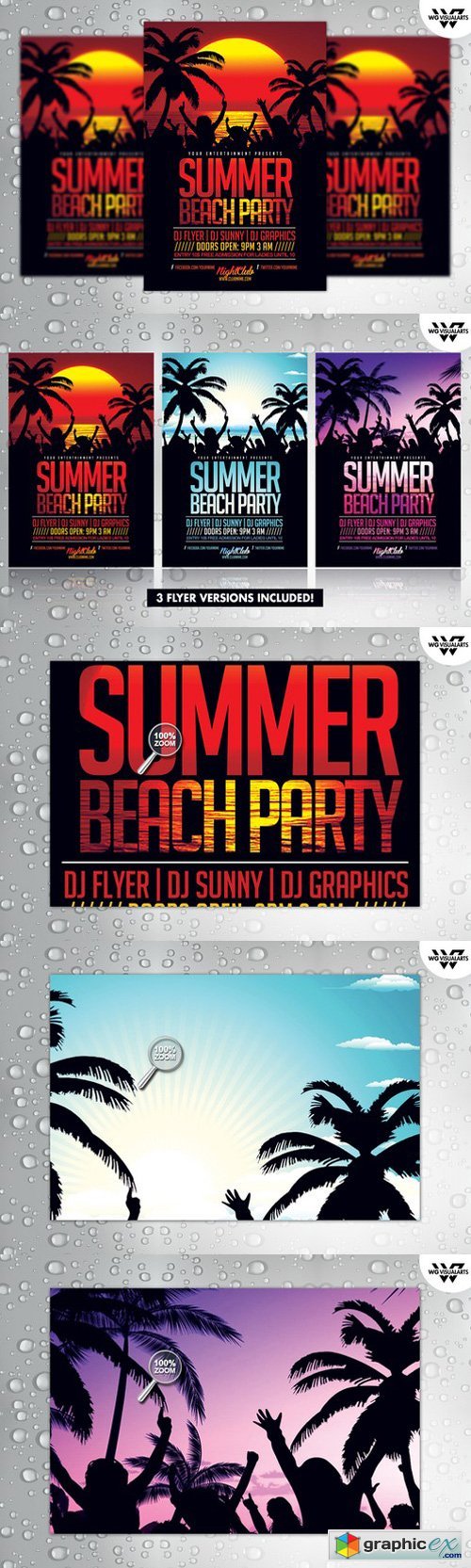 3in1 SUMMER BEACH Flyer Template 249176