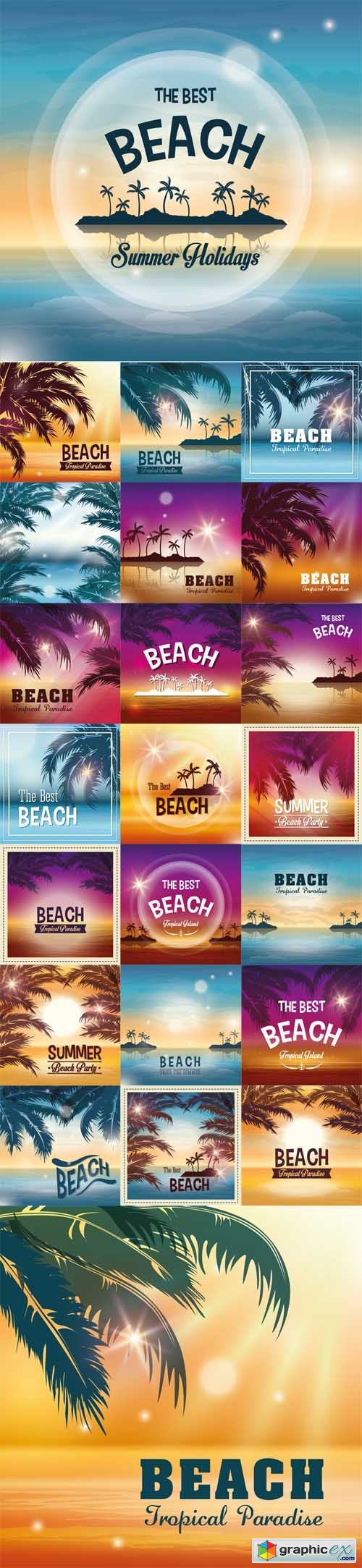 Summer Season Palm and Beach Icon