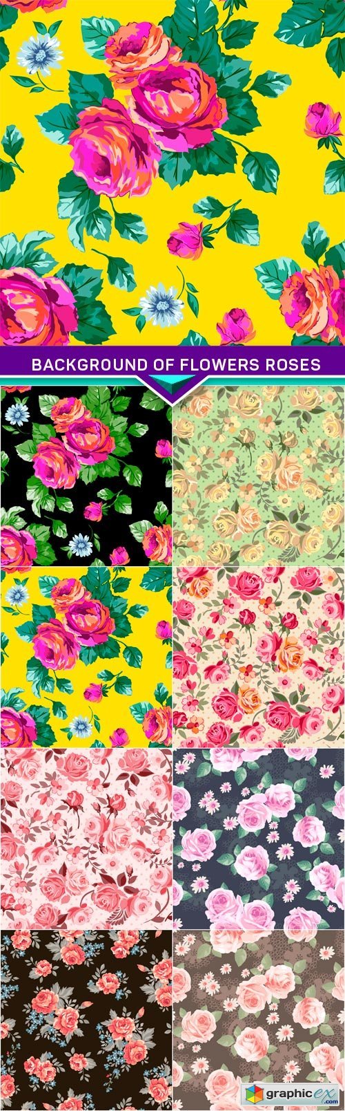 Background of flowers roses 8x EPS