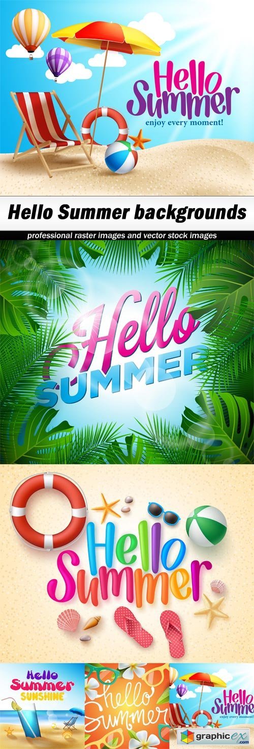 Hello Summer backgrounds-5 EPS