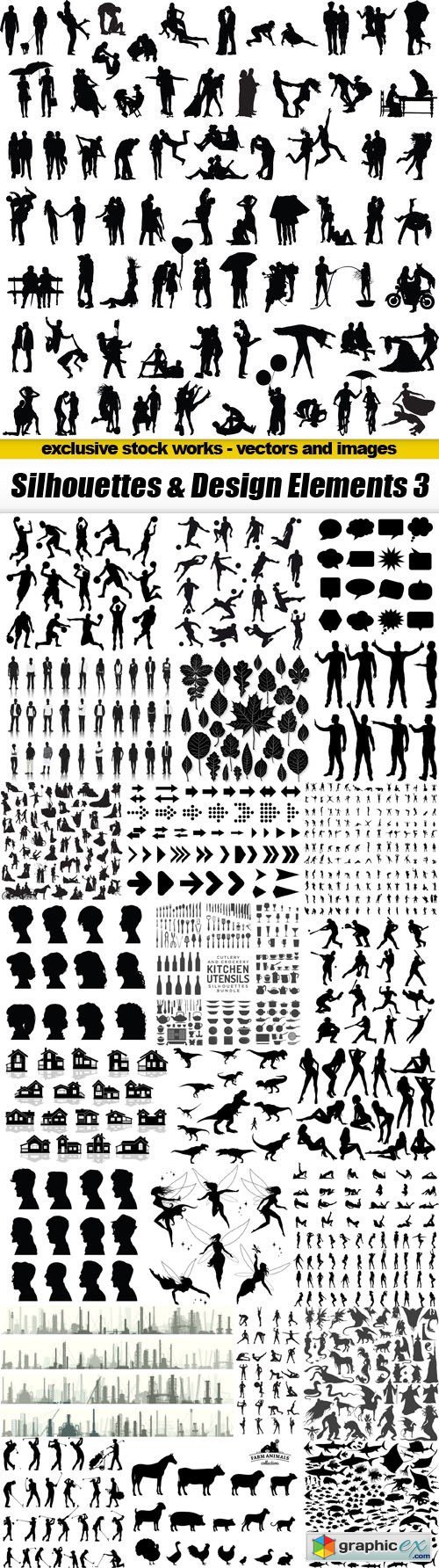 Silhouettes & Design Elements 3 - 25xEPS
