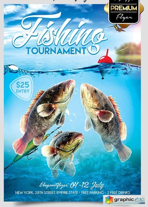 Fishing Tournament Flyer PSD Template + Facebook Cover