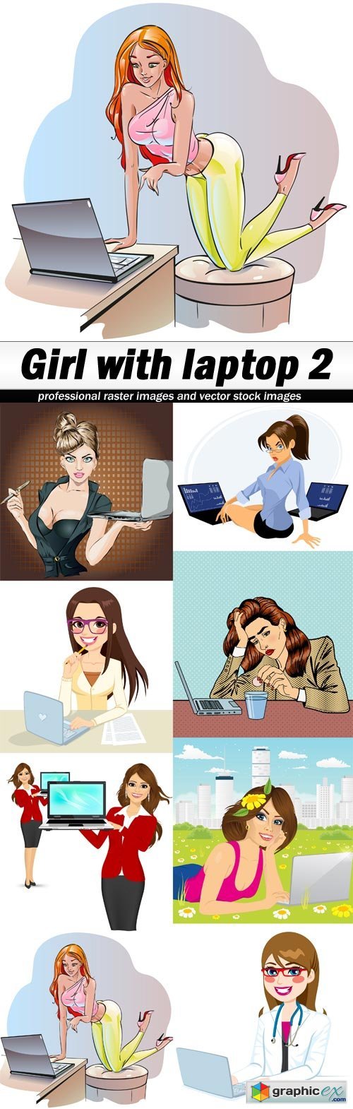 Girl with laptop 2-8xEPS
