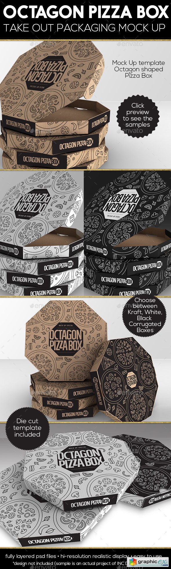Packaging Mock up Octagon Pizza Box