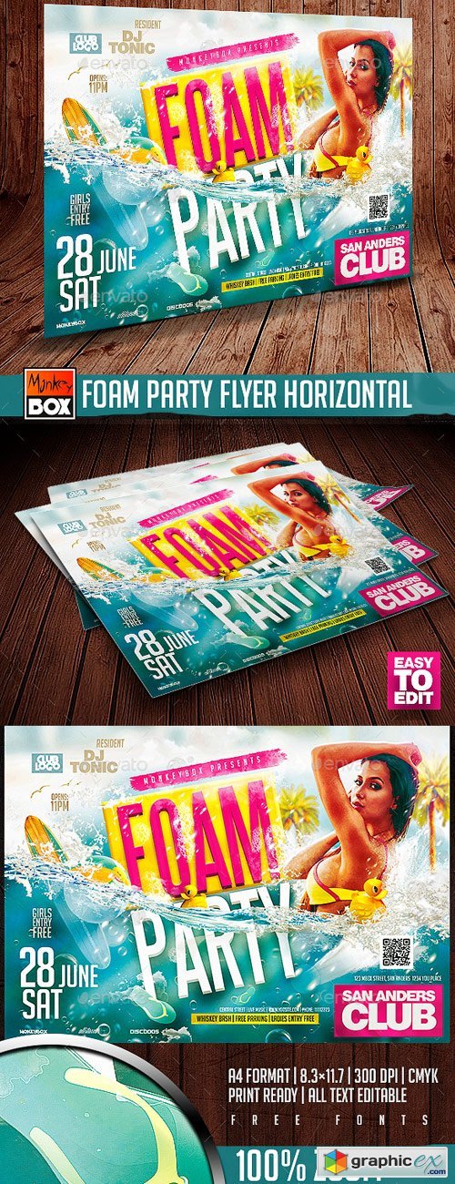 Foam Party Flyer Horizontal