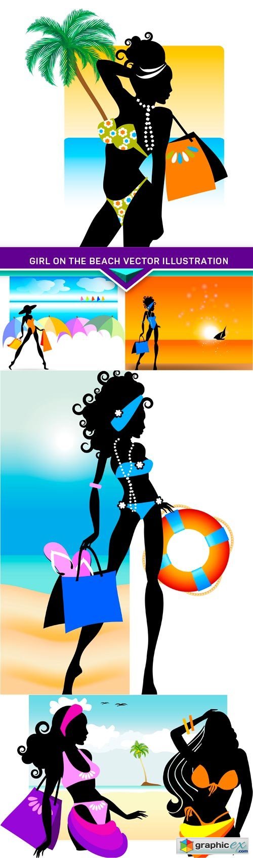 Girl on the beach vector illustration 5x EPS