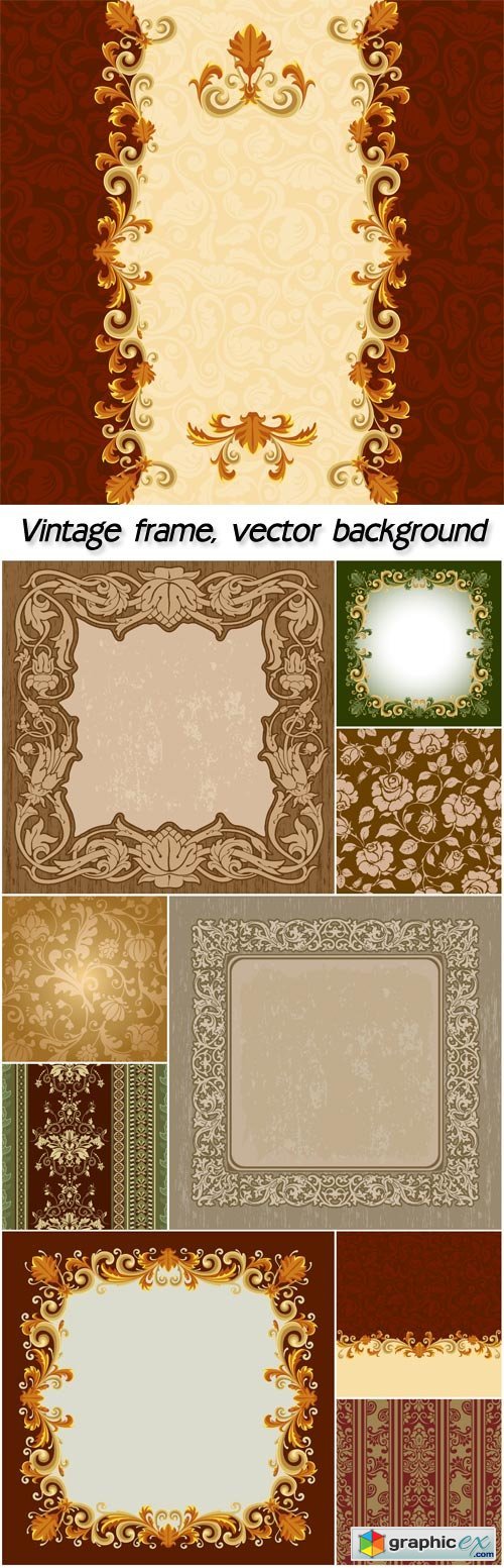 Vintage frame, ornament template with pattern