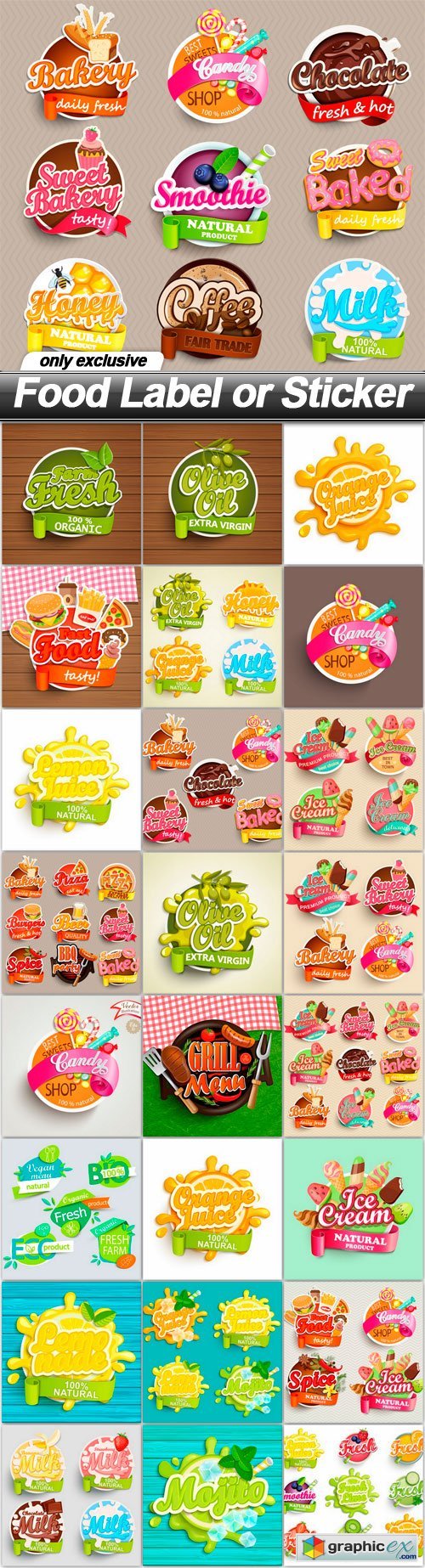 Food Label or Sticker - 25 EPS » Free Download Vector Stock Image