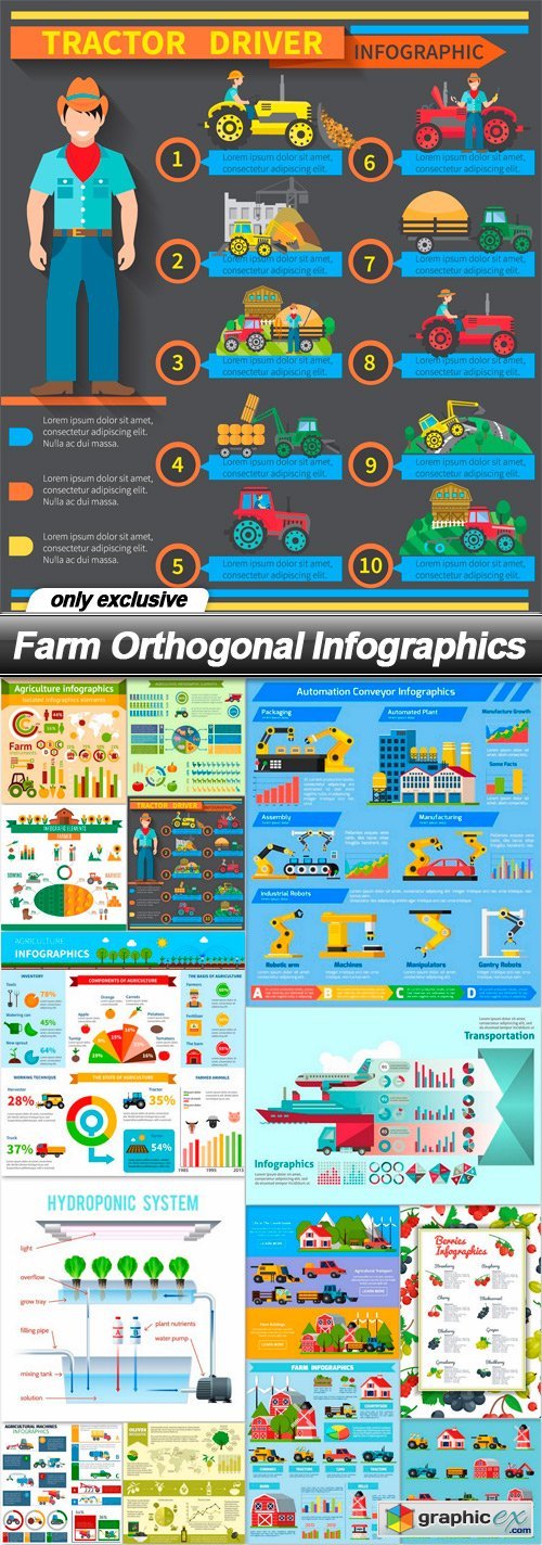 Farm Orthogonal Infographics - 14 EPS