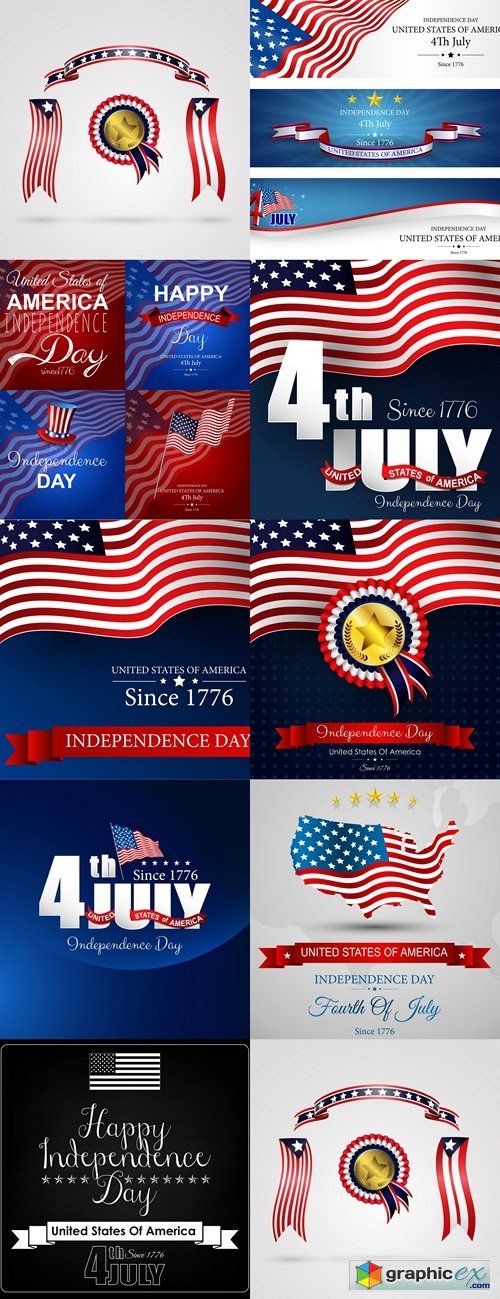 Flag banners independence day template