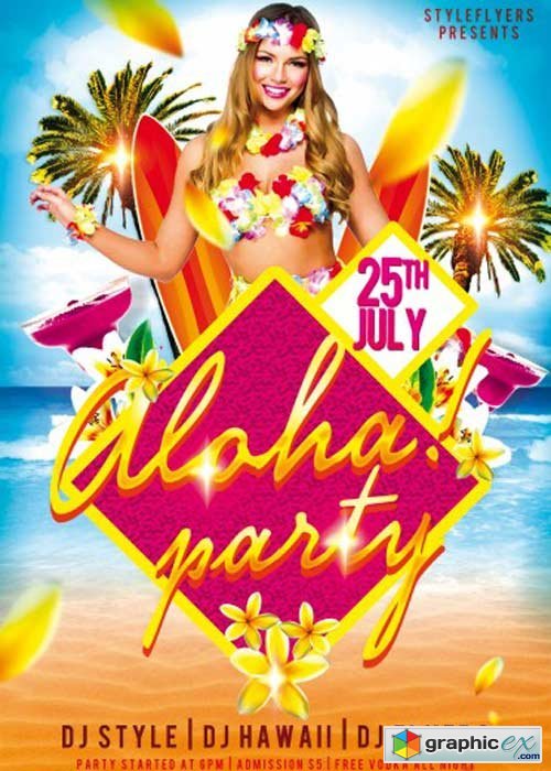 Aloha Party V1 PSD Flyer Template