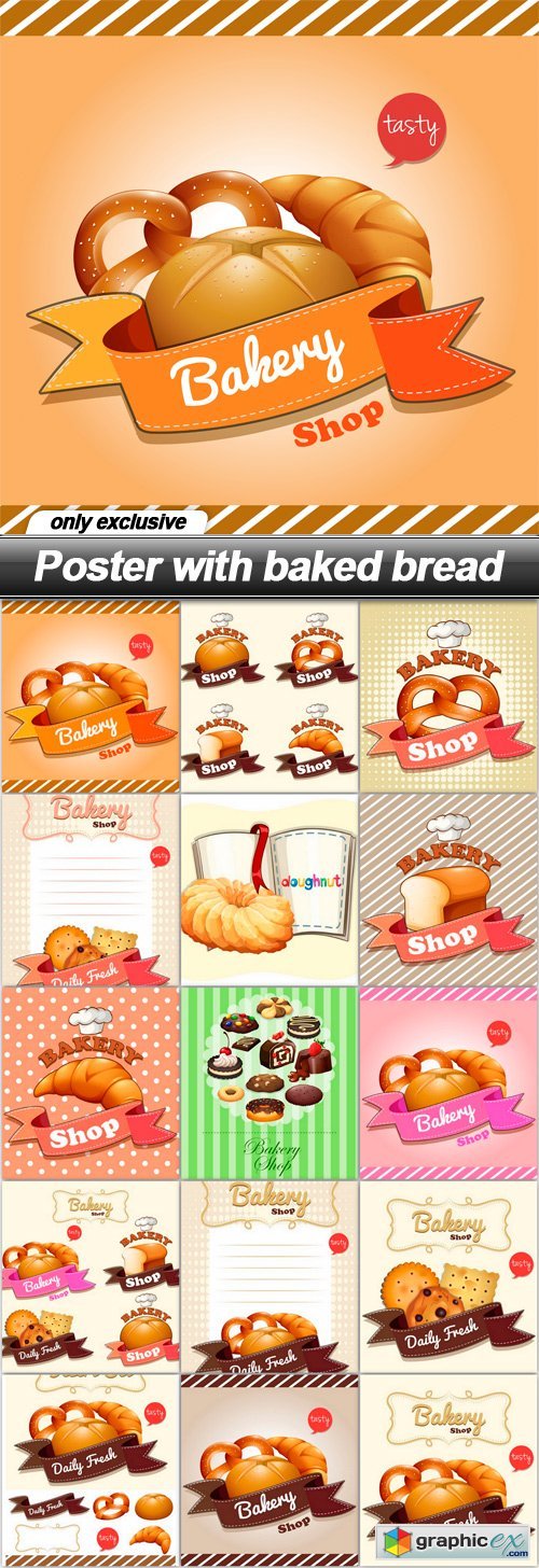 Poster with baked bread - 15 EPS