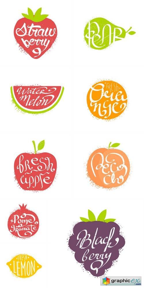 Name Of Fruit Written In Its Silhouette