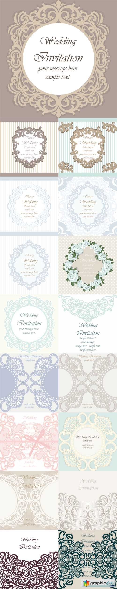 Wedding Invitation Card with Lace Ornament