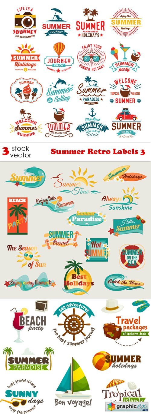 Summer Retro Labels 3