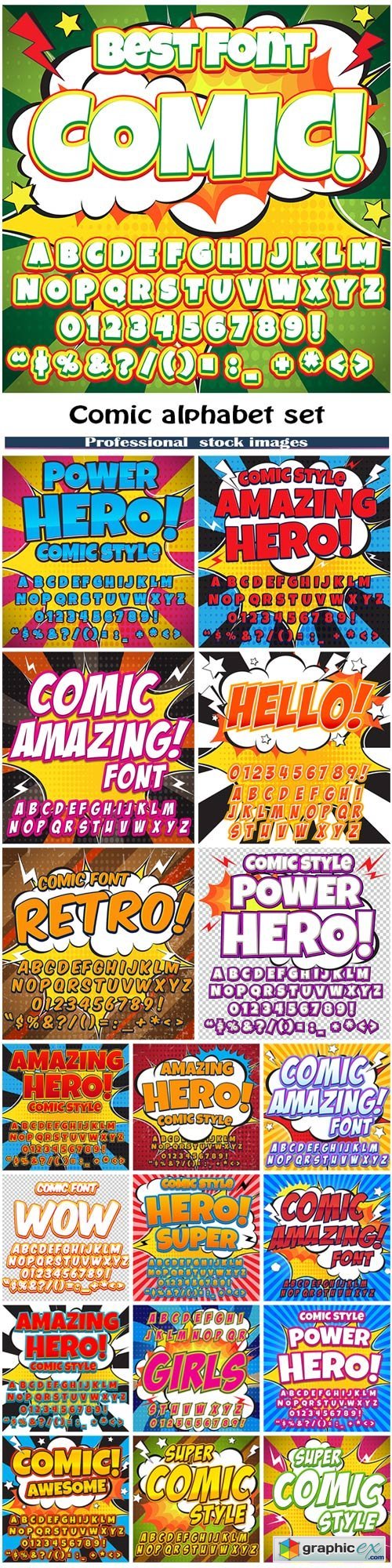 Comic alphabet set